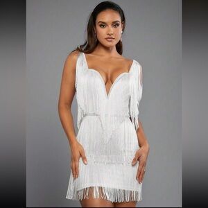 White Fringe Dress